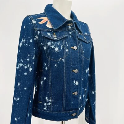 NWT Members Only Women Space Jam Legacy Looney Tunes Squad Blue Jean Jacket Sz M - Изображение 1 из 4
