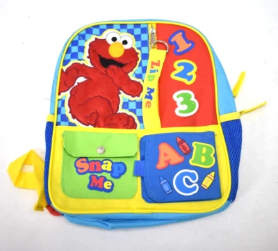 Mochila Sesame Street Elmo bolsa interativa infantil 12" fecho com zíper pré-escolar - Imagem 1 de 4
