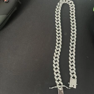 Cuban Link Chain Men 12mm Chain 10Ct Simulated Diamond 14k White Gold Finish 20” - Picture 1 of 3