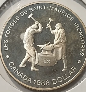  1988 Canada $1 Dollar Silver coin proof issue Saint-Maurice Ironworks - Picture 1 of 3