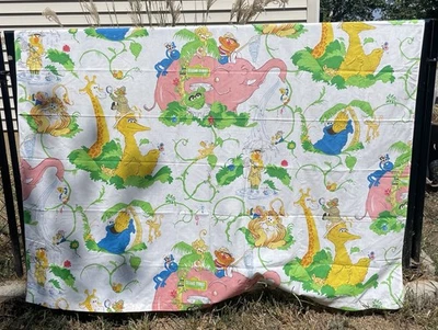 Sábana Tela Safari Rosa Elefante Selva Animal Muselina DE COLECCIÓN AÑOS 80 CALLE SÉSAMO Foto 1 de 4