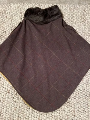 Joules Hazelwood Cape Poncho One Size Brown Check Tweed Faux Collar brand new - Image 1 of 4