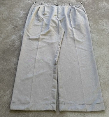 VTG Men’s Baggy Wide Gray Pleated Cuffed Dress Pants 40x32 Y2K 90s 10” Leg - Image 1 of 4