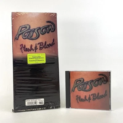POISON Flesh & Blood (CD, 1990) LONG BOX RARE! STILL IN SHRINK-WRAP W HYPE LABEL - Image 1 of 4