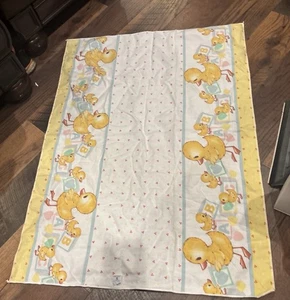 Vintage Riegal Baby Blanket Yellow Ducks Abc Blocks 30 By 40 Made In USA - Picture 1 of 4