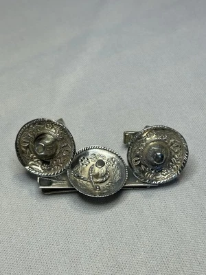 Sombrero sombrero flor plata esterlina 925 mexicano vintage gemelos y clip de corbata Foto 1 de 4
