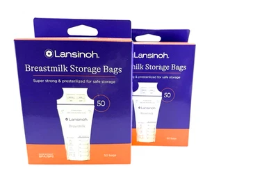 Bolsas de almacenamiento de leche materna Lansinoh doble cremallera almacenamiento y congelación 100 bolsas NUEVO Foto 1 de 4