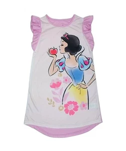 Snow White Apple and Wildflowers Girl's Satinet Pink Flutter Sleeve Nightgown - Picture 1 of 10