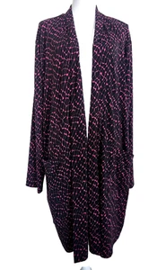 Cárdigan Ulla Popken frente abierto chaqueta de punto líquido talla 32/34 negro rosa intenso - Imagen 1 de 13