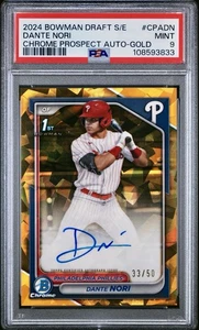 Zafiro Bowman Draft Dante Nori 2024 oro automático/50 Phillies #CPADN PSA 9 como nuevo - Imagen 1 de 2