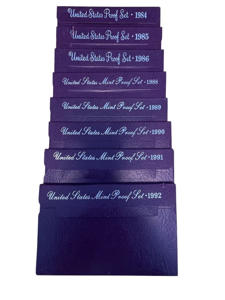 1984 85 86 88 89 90 91 92 Lot of 8United States US Mint Proof Sets Complete Sets - Image 1 of 1