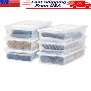 41 Qt Plastic Storage Bins W/ Lids Stackable Totes Clear Containers 6Pk New - Picture 1 of 10