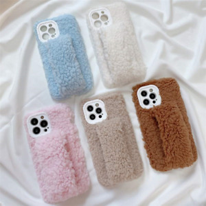 Warm Plush Fluffy Wristband Phone Cover Case For iPhone 11 12 13 Pro XS Max XR X