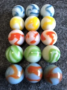 Vintage Alley Agate Swirl Marbles Color Variety Lot Of 15 Wet NM/M Box Starter - Picture 1 of 4
