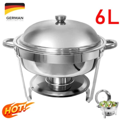 MARKENLOS 6L Edelstahl Speisewärmer Chafing Dish Wärmebehälter Buffet Catering Party Neu