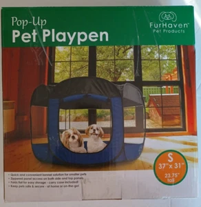 FurHaven Portable Pop-Up Mesh Pet Playpen Navy Blue Size SMALL New - Picture 1 of 2