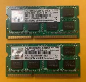 🔥G.Skill 8GB (2X4GB) PC3-10666 DDR3 COMPUTER RAM MEMORY FA-10666CL9D-8GBSQ - Picture 1 of 2