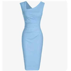 MUXXN Women's Retro 1950s Style Sleeveless Slim Business Pencil Dress Med Blue - Picture 1 of 10