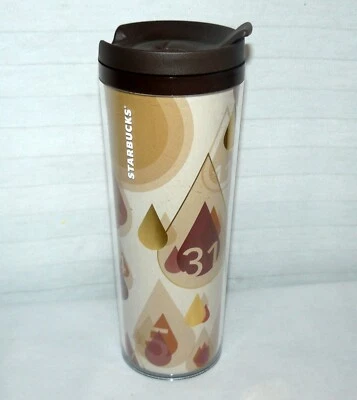 Starbucks 16 oz. 2012 Brown Raindrops W/ Numbers Gold Highlights Travel Tumbler  - Image 1 of 4
