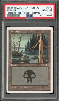 1999 Magic the Gathering MTG Portal Three Kingdoms 173 Swamp PSA 10 Gem Mint P3K - Image 1 of 2