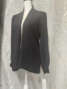 $44.00Liz Claiborne Mixed Stitch Shawl Collar Open Front Cardigan, Black, Size S - Picture 1 of 7