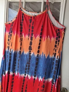 Ladies Maxi Spaghetti Strap Sundress Size 3 Xl Multicolored - Picture 1 of 4