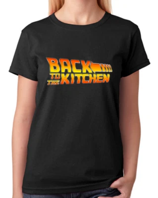 Back To The Kitchen T-Shirt Ladies Fitted Tee Womens Cook Cooking Food Chef Top - Image 1 of 2