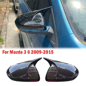 For Mazda 3 6 2009-2015 2Pcs ABS Carbon Fiber Rearview Mirror Cover Trim Caps - Foto 1 di 8