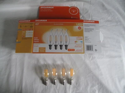 (4) NEW Filament LED B10 Candelabra 40W Flame Tip Bulb 2700K Soft White Dim E12 - Image 1 of 4