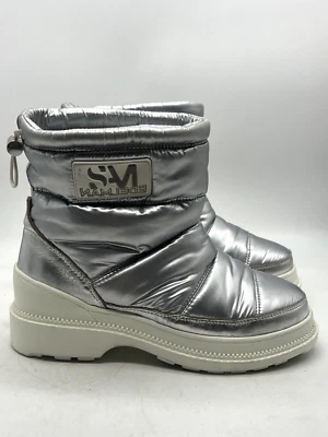 New SAM EDELMAN CARLTON Puffer Ankle Boots For Women's  Sz 6 Medium  -  SILVER * - Image 1 of 4