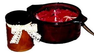 handmade CANDLES nostalgic kitchen combo, 2 wicks cranberry, brn jar (off E) - Picture 1 of 7