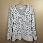 Knox Rose Sweater Womens Large Ivory Gray Knit Casual Pullover Side Slit Stretch