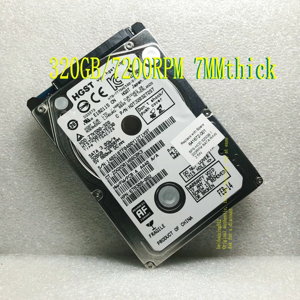 Hitachi 320GB 7200rpm (7MM thick) HTS725032A7E630 notebook hard drive - Image 1 of 2