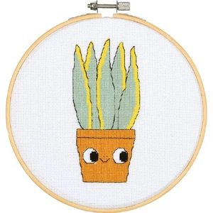 Vervaco counted cross stitch kit with embroidery ring "Eva Mouton Sanseveria", D - Picture 1 of 5