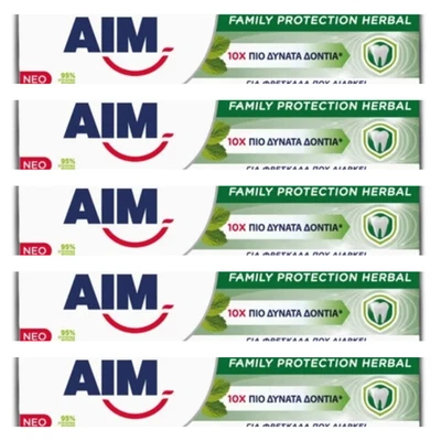 AIM Family Protection Herbal Toothpaste Stronger Teeth 75ml / 2.55oz (5 x Packs) - Image 1 of 4