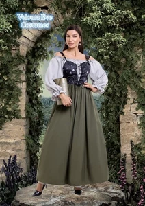 X-N1-3 Women's Renaissance Peasant Dress Medieval Long Gown Pirate Wench Costume - Picture 1 of 9