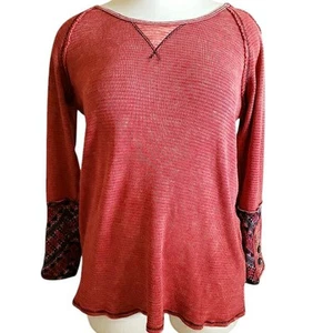 Soft Surroundings Top Womens XL Burnt Orange Thermal Waffle Knit Hippie Tunic - Picture 1 of 16