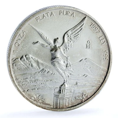Moneda de plata bullion México 1 onza Libertad Ángel de la Independencia KM-613 1997 Foto 1 de 4