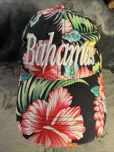Bahamas Unisex Tropical Floral Embroidered Adjustable  Hat Cap Ships Free - Picture 1 of 6