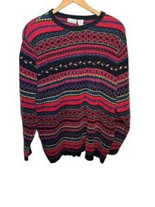 Vintage 70s/80s Multicolored Red Abstract Pattern Crewneck Sweater Size 2X - Picture 1 of 4