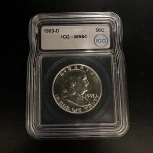 1963-D 50C Franklin Half Dollar ICG MS64 - Bild 1 von 2