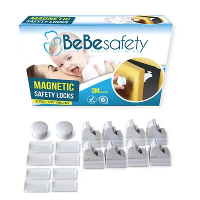 Magnetic Safety Cupboard Locks Baby Child Proof Cabinet Draws 4/8 Locks 1/2 Keys • 2.99£