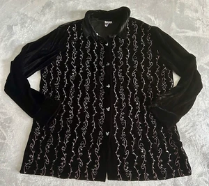 Disney Katalog versteckte Mickey Samt Tunika Top Damen L schwarz bestickt Urlaub - Bild 1 von 10