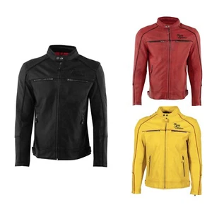 Rusty Stitches Chase Herren Motorrad Jacke Retro Lederjacke mit Protektoren - Bild 1 von 11