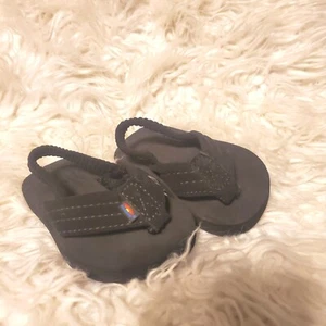 Rainbow Sandals Kid's  Toddler Strap Black Flipflop Size 3-4 - Picture 1 of 12