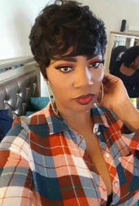 Women Short Black Curly Wigs Human Hair Wigs Pixie Cut Wig Heat Safe Stylish - Picture 1 of 9