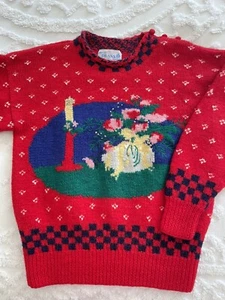 Suéter Vintage Deans of Scotland Tejido Lana Jumper Navidad Floral Cottagecore - Imagen 1 de 7