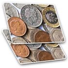 2 x Rectangle Stickers 7.5 cm - British Currency Coins Money  Cool Gift #15942