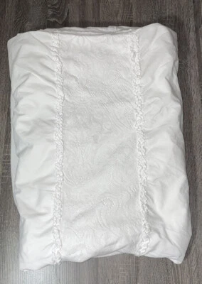 Просто потертый шик белый хлопок крючком кружева пододеяльник полный / королева * читать * - Изображение 1 из 4