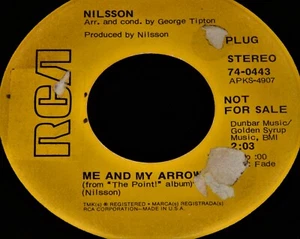Vintage Record,NILSSON: ME AND MY ARROW & ARE YOU SLEEPING,PROMO,45 rpm,1971,Pop - Picture 1 of 4